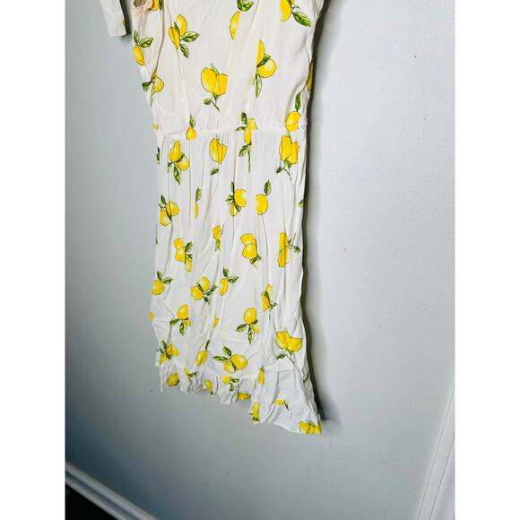 SLATE & WILLOW White Lemon Print Sweetheart Neckline Tie Shoulders Dress Small - Picture 5 of 10